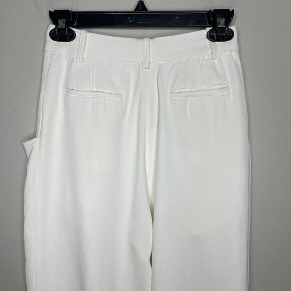 CO Draped Pocket Trousers Women 0 Ivory Pleated Front Straight Leg Pants Viscose - Picture 8 of 13